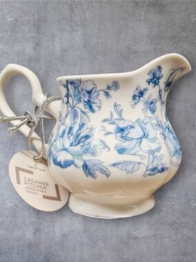 Croton Blue Floral Creamer Pitcher